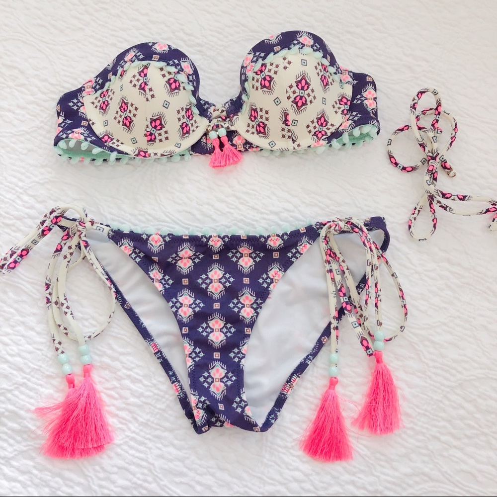 Rare Victoria Secret Exotic tassel bikini set